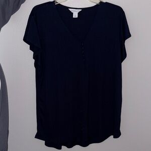 Liz Claiborne Navy V-Neck Blouse